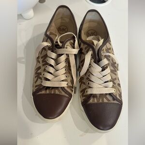 Michael Kors Tan and Brown Lace-Up Sneakers
